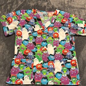 Halloween Cartoon Character Scrub Top